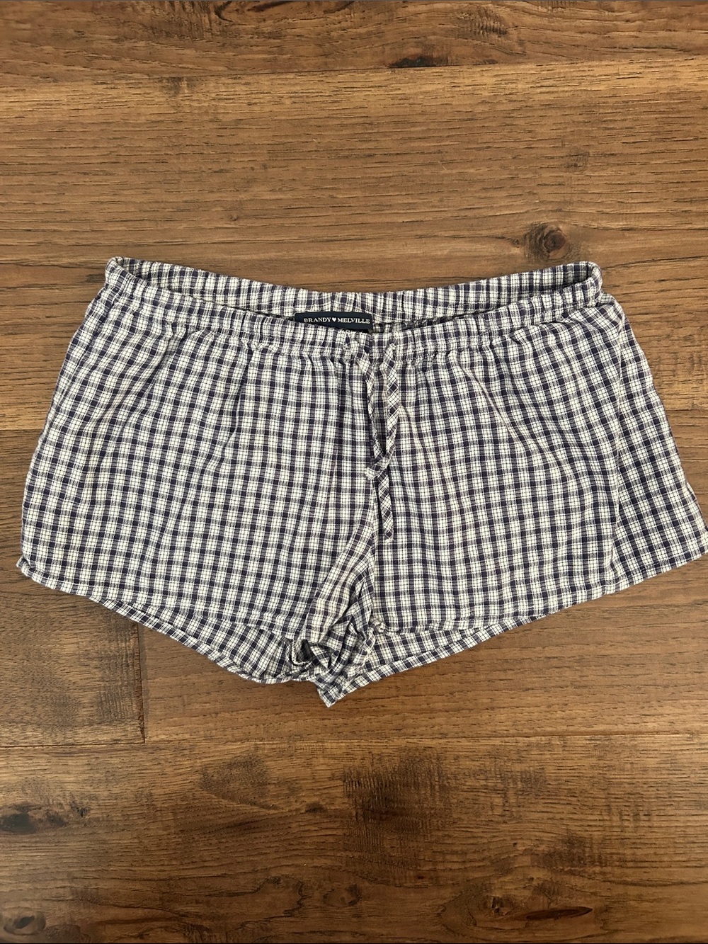 Brandy Melville Navy and White Gingham Shorts